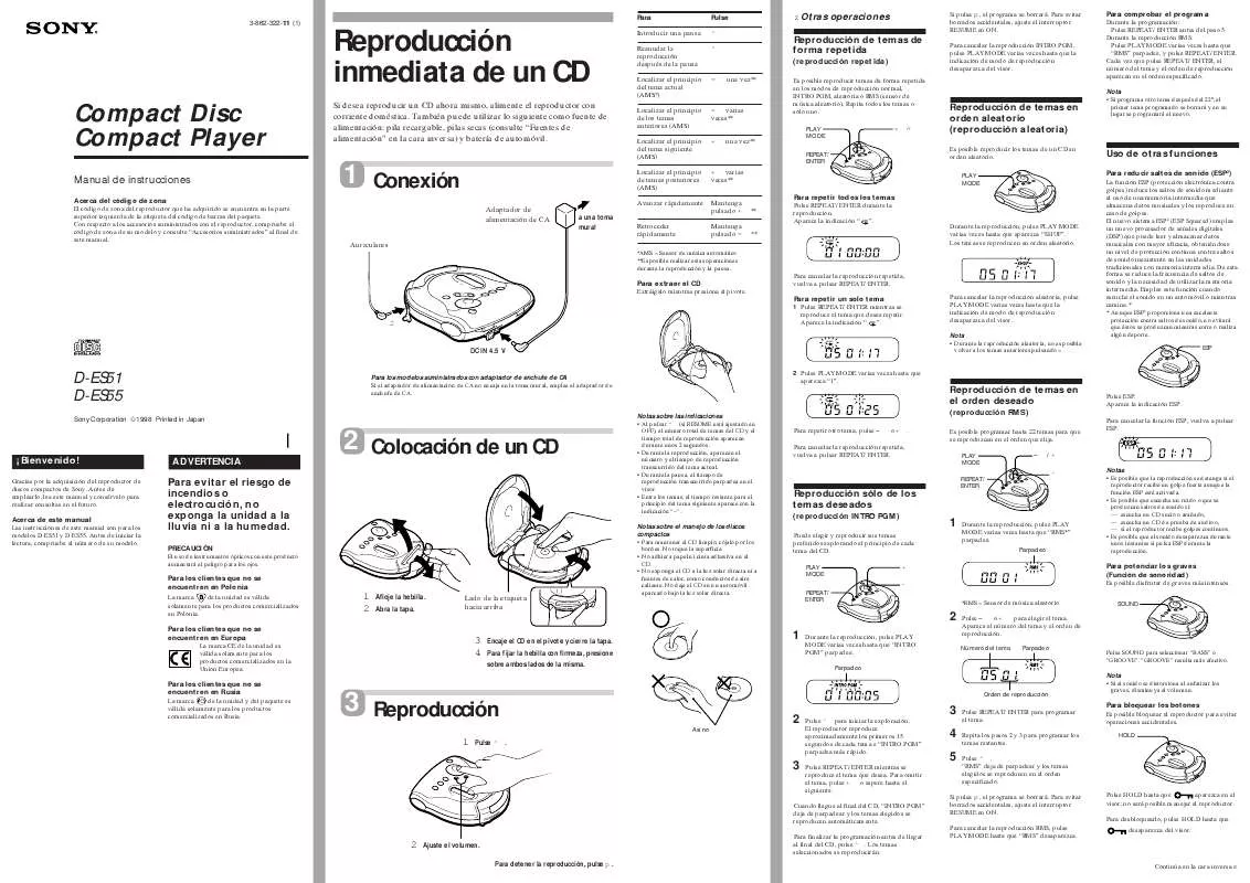 Mode d'emploi SONY D-ES51