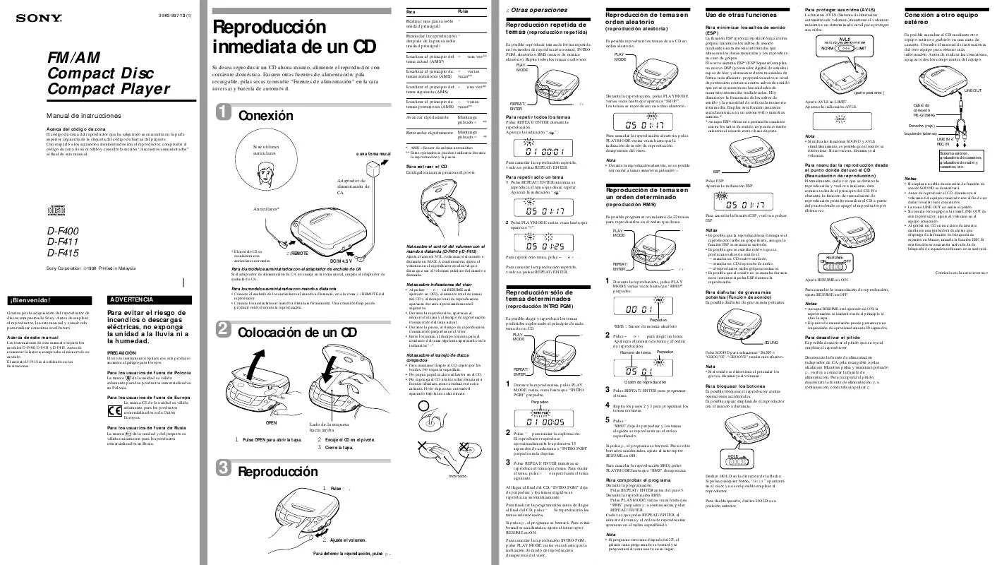 Mode d'emploi SONY D-F400