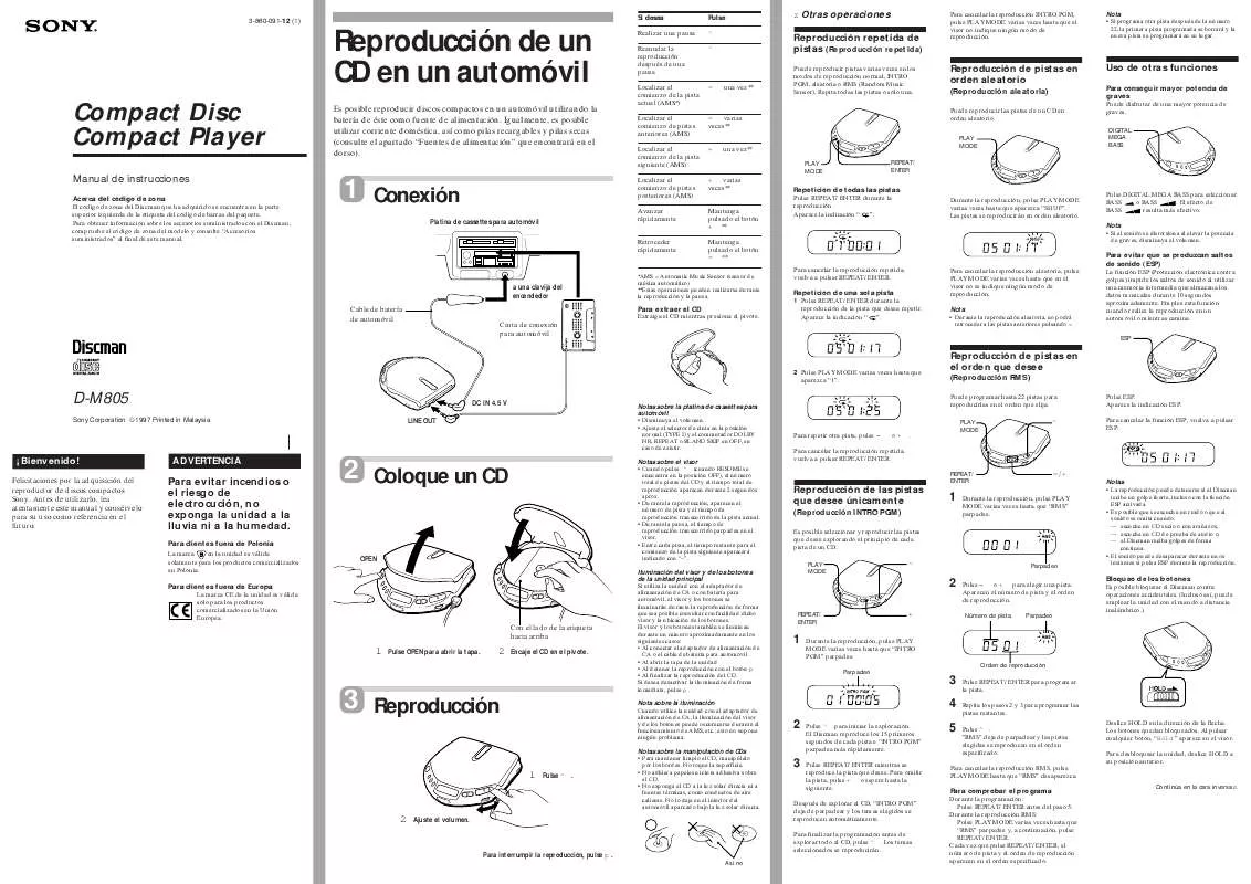 Mode d'emploi SONY D-M805