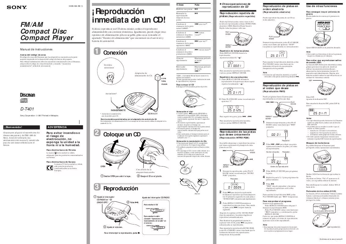 Mode d'emploi SONY D-T401