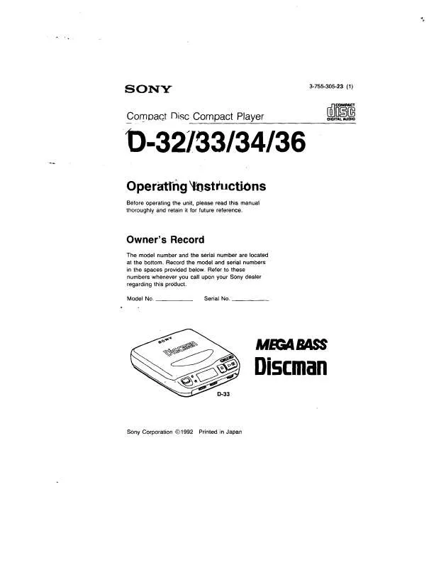 Mode d'emploi SONY D32