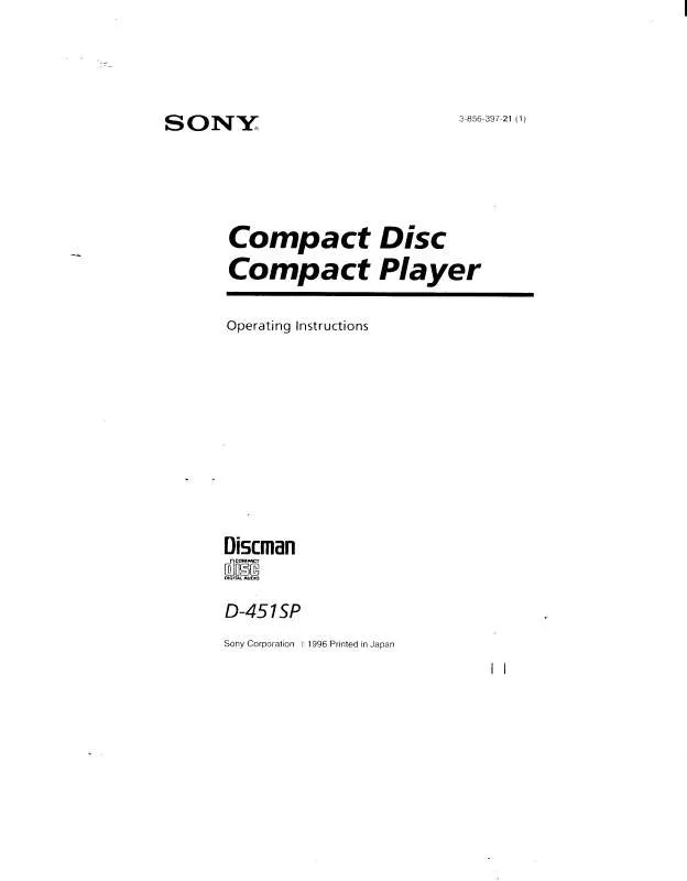 Mode d'emploi SONY D451SP