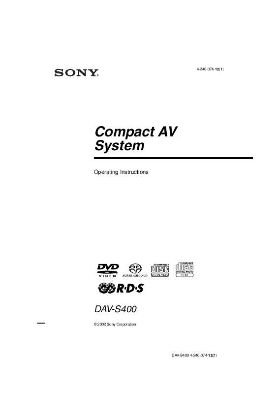 Mode d'emploi SONY DAV-S400