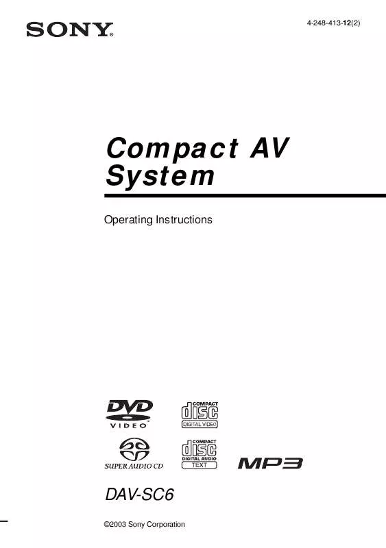 Mode d'emploi SONY DAV-SC6