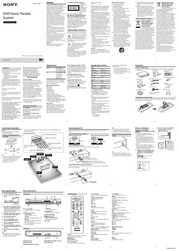 Mode d'emploi SONY DAV-TZ130