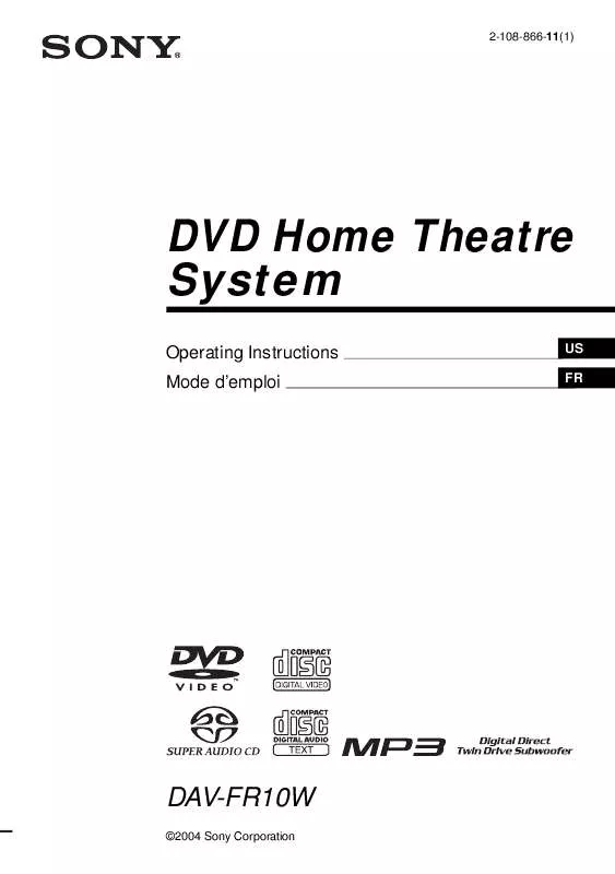 Mode d'emploi SONY DAV-FR10W