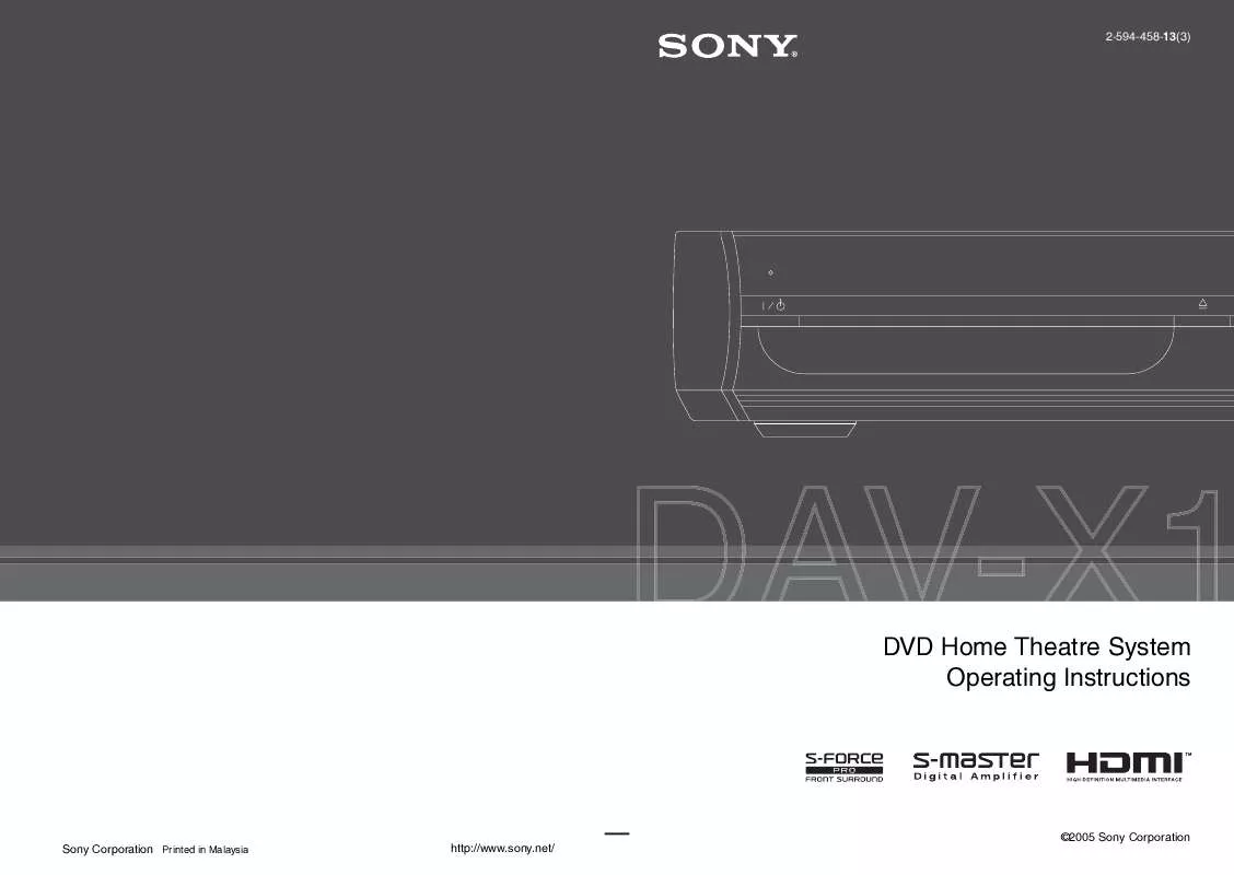 Mode d'emploi SONY DAV-X1