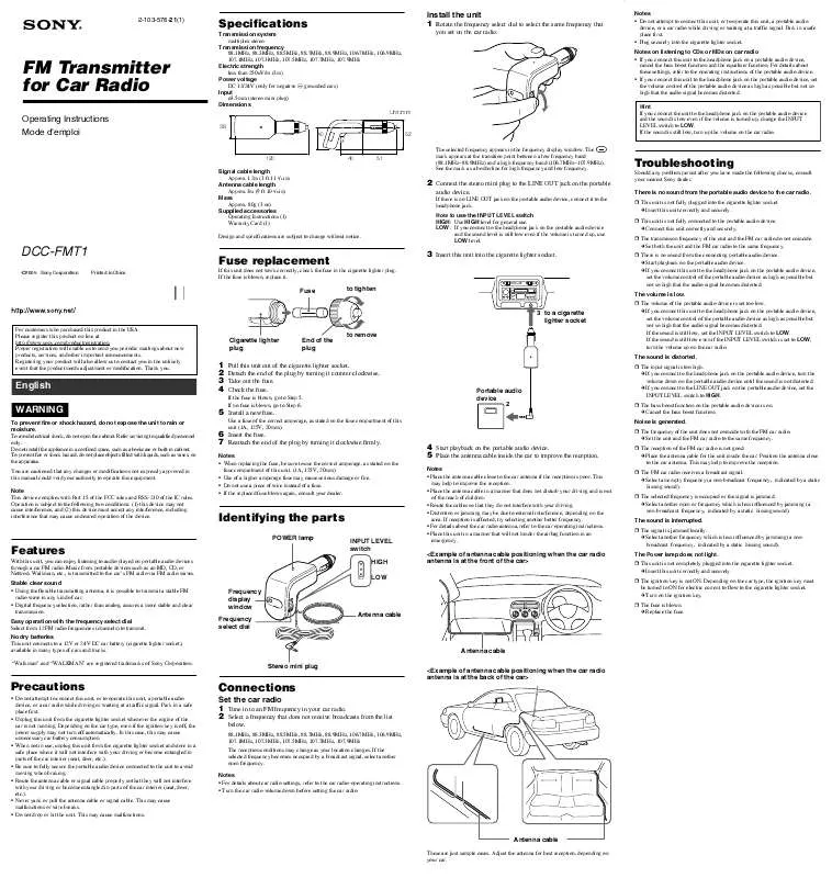 Mode d'emploi SONY DC-CFMT1