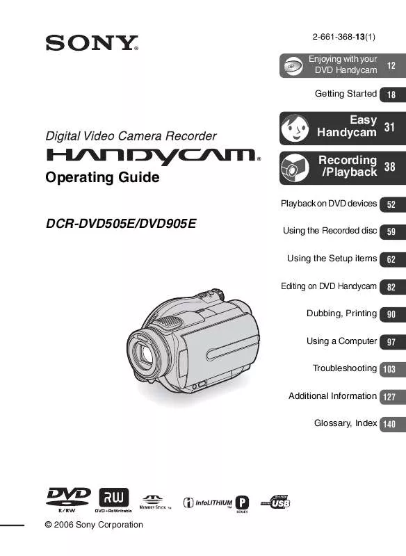 Mode d'emploi SONY DCR-DVD505E