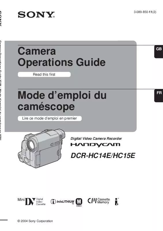 Mode d'emploi SONY DCR-HC14