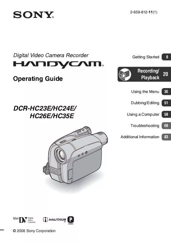 Mode d'emploi SONY DCR-HC24E