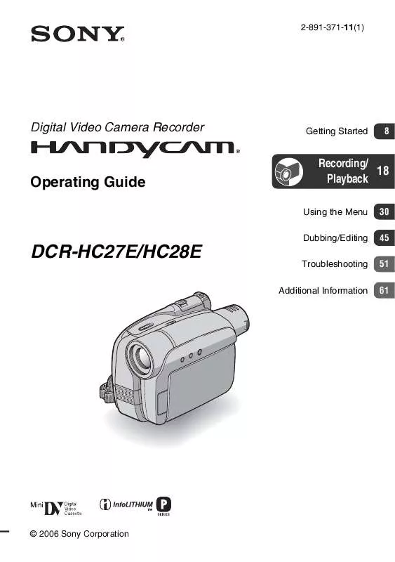 Mode d'emploi SONY DCR-HC28E