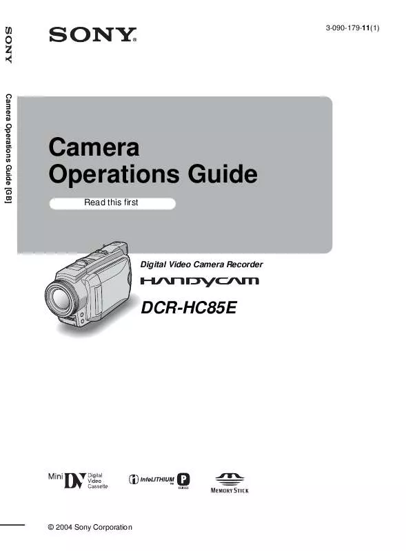 Mode d'emploi SONY DCR-HC85E