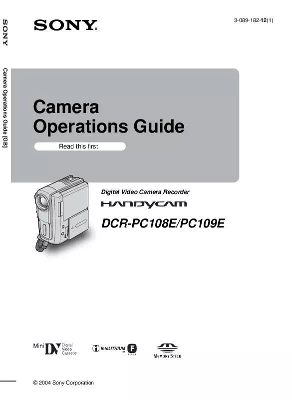 Mode d'emploi SONY DCR-PC109E