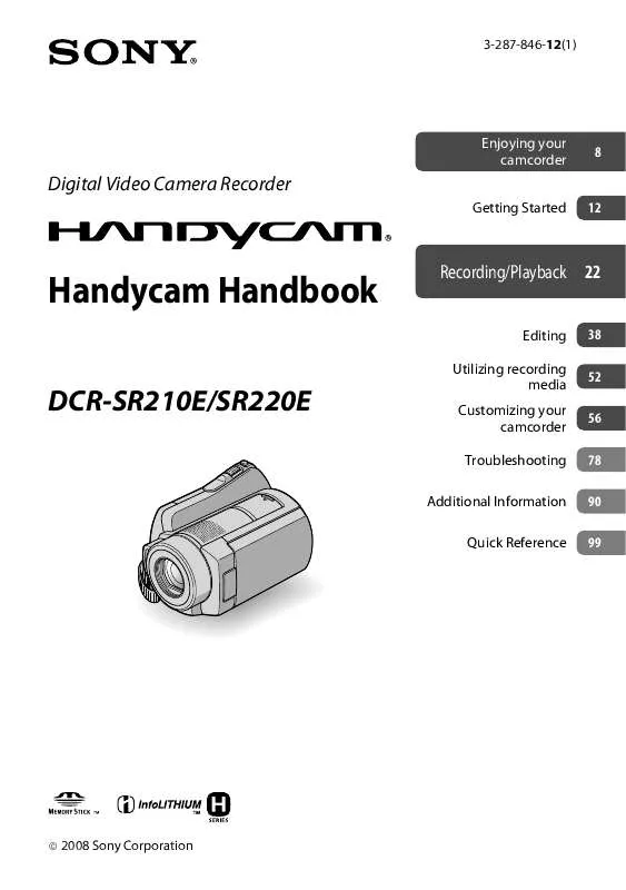 Mode d'emploi SONY DCR-SR210E