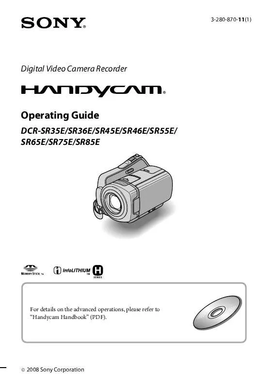 Mode d'emploi SONY DCR-SR35E