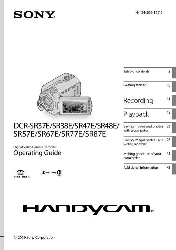 Mode d'emploi SONY DCR-SR38E