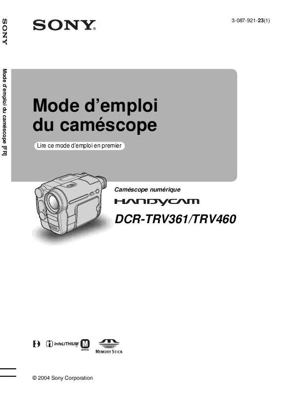 Mode d'emploi SONY DCR-TRV360