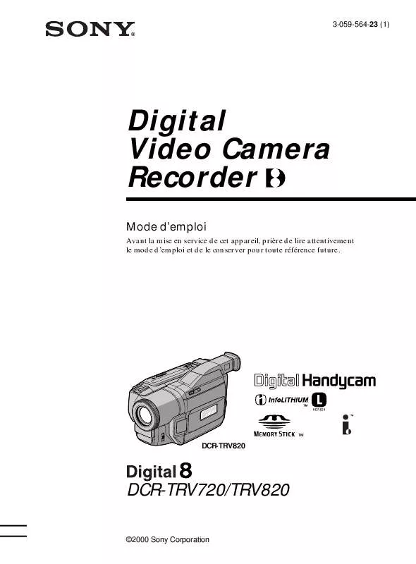 Mode d'emploi SONY DCR-TRV820