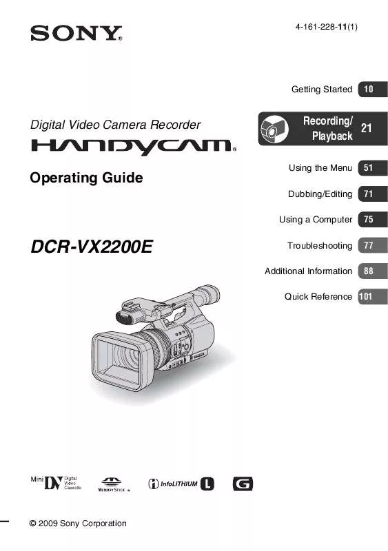 Mode d'emploi SONY DCR-VX2200E