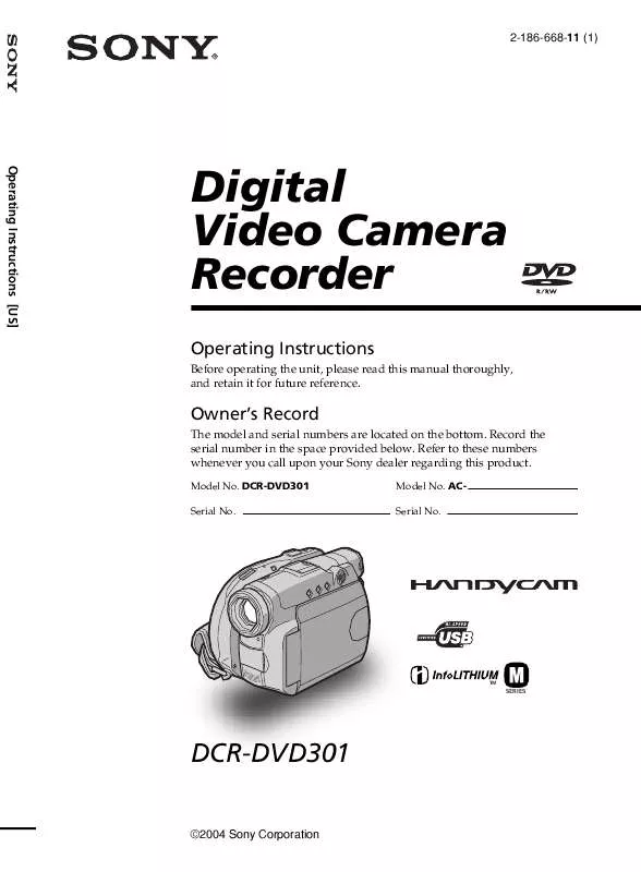 Mode d'emploi SONY DCR-DVD301