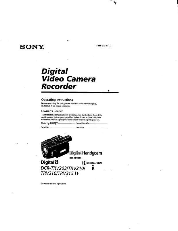 Mode d'emploi SONY DCR-TRV203