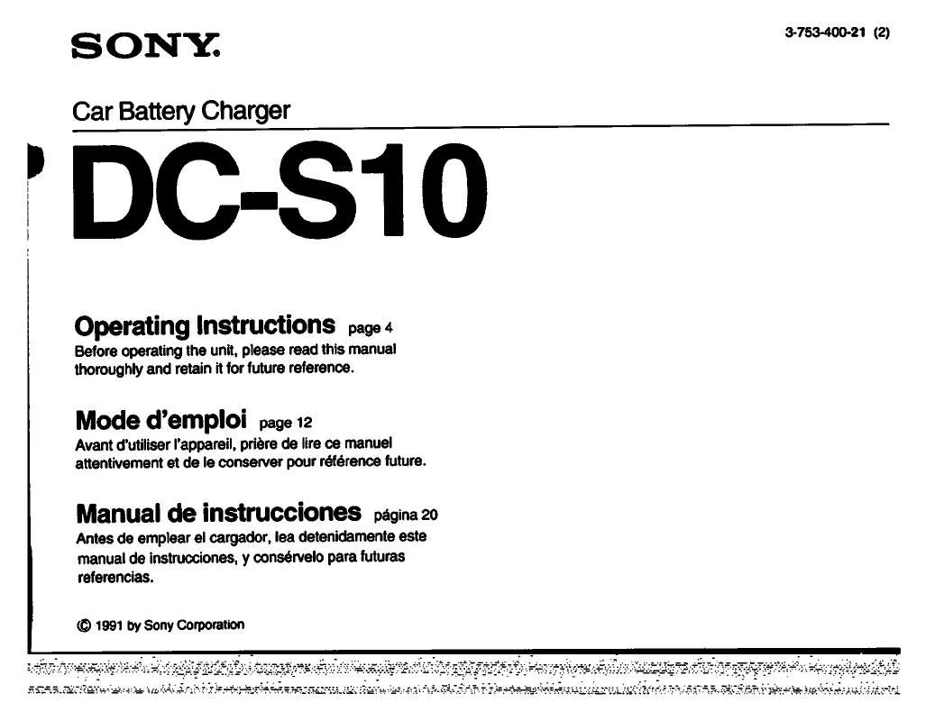 Mode d'emploi SONY DC-S10