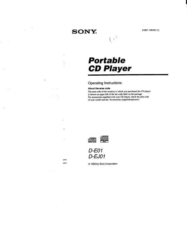 Mode d'emploi SONY DE01