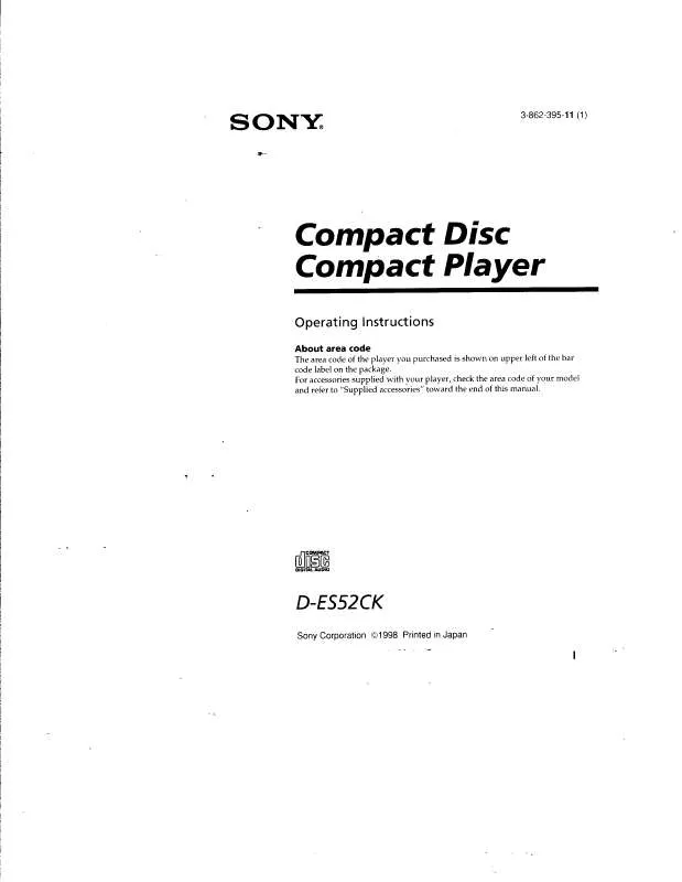 Mode d'emploi SONY DES52CK