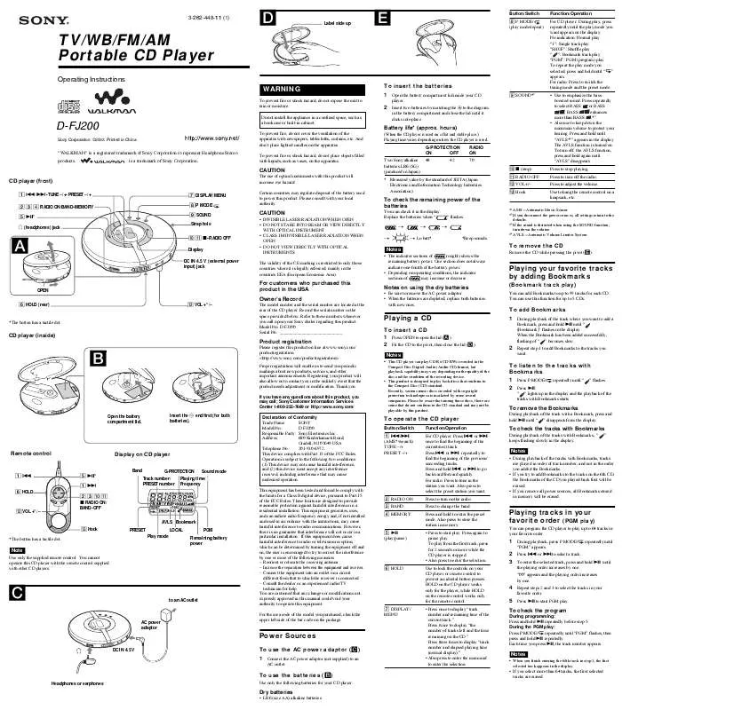 Mode d'emploi SONY DFJ200