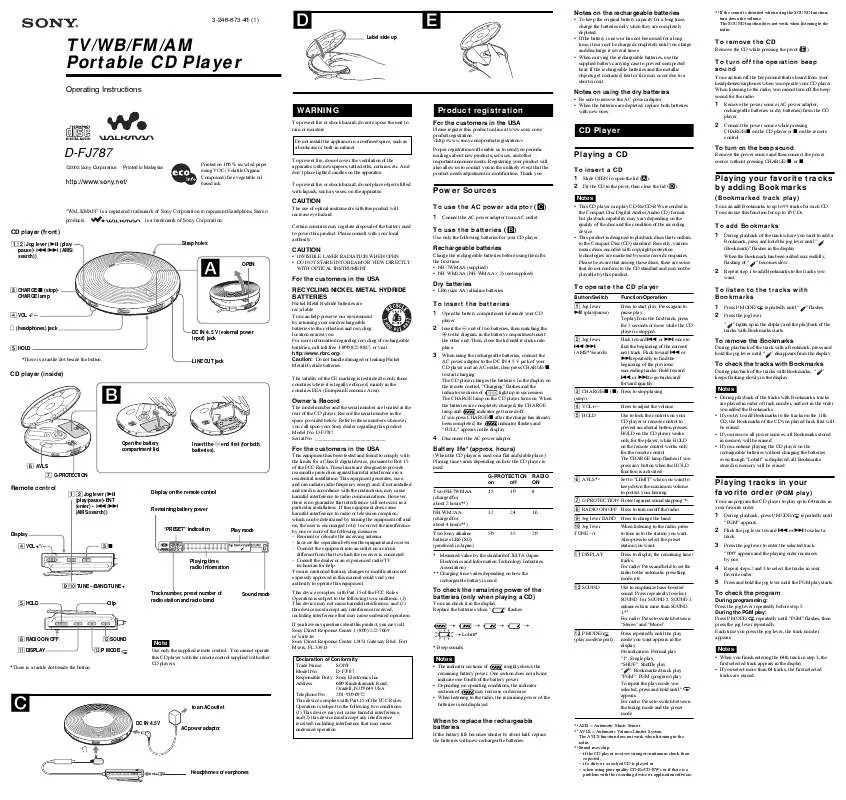 Mode d'emploi SONY DFJ787