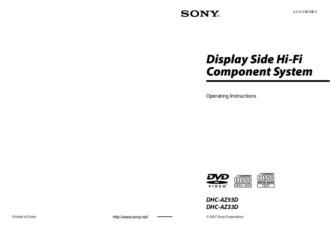 Mode d'emploi SONY DHC-AZ33D