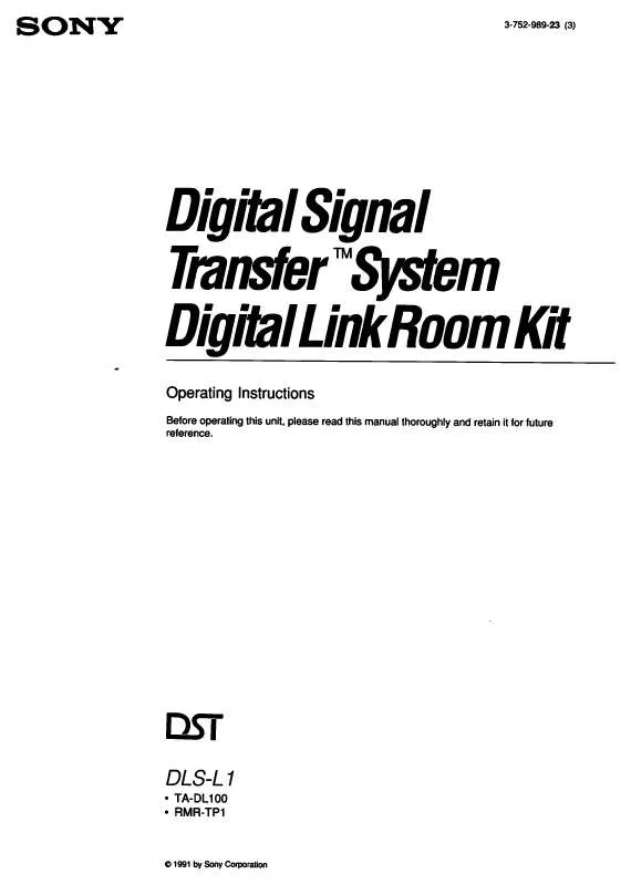 Mode d'emploi SONY DLSL1