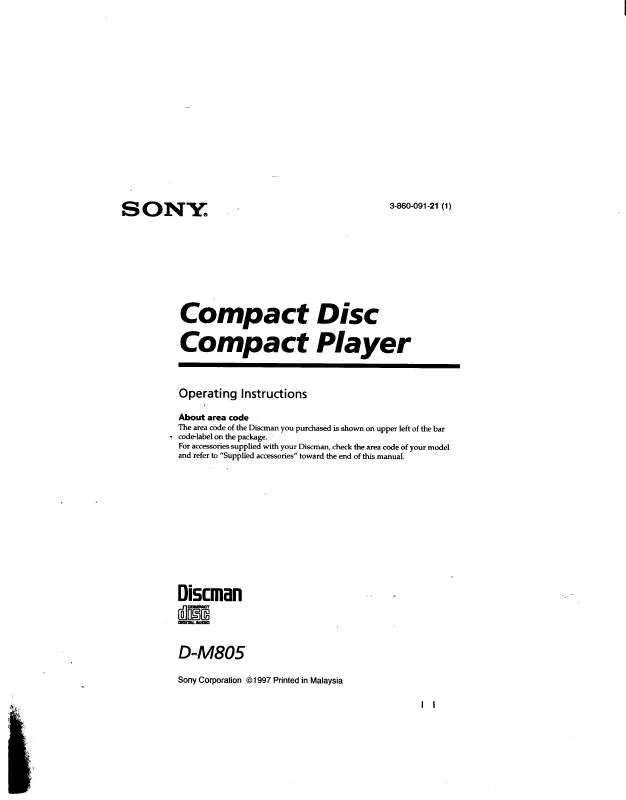 Mode d'emploi SONY DM805