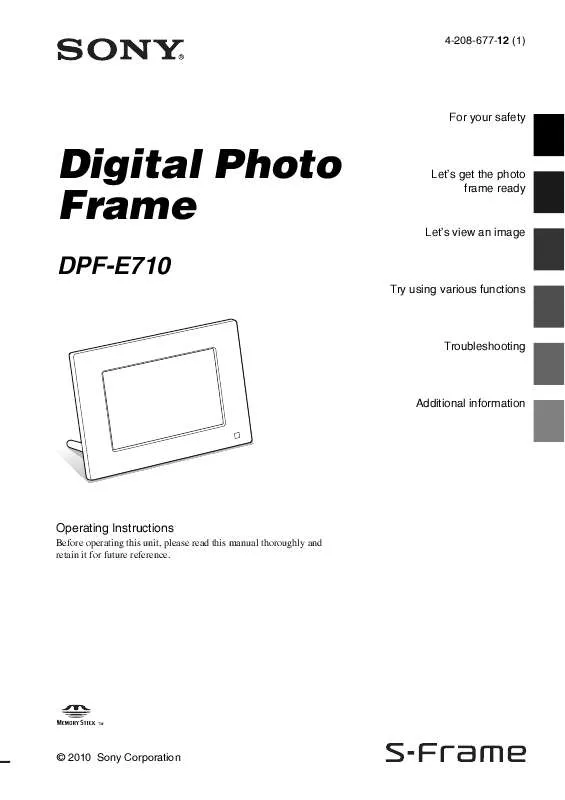 Mode d'emploi SONY DPF-E710