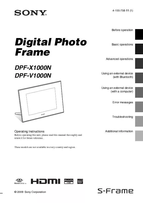 Mode d'emploi SONY DPF-V1000N