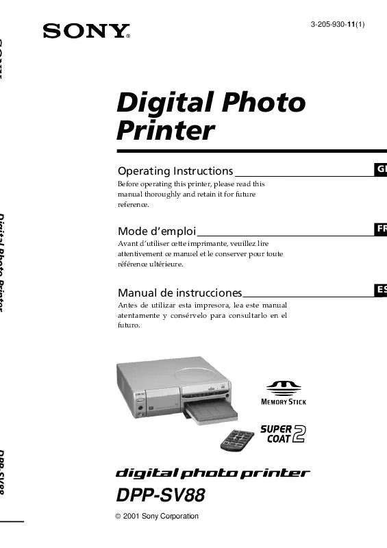 Mode d'emploi SONY DPP-SV88