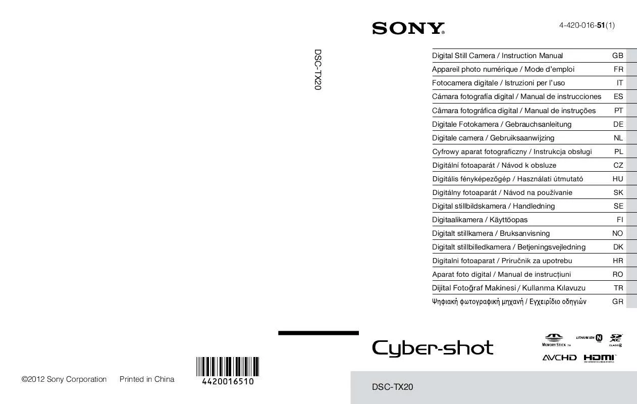 Mode d'emploi SONY DSC-TX20