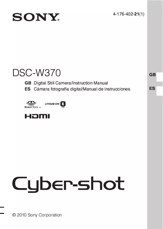 Mode d'emploi SONY CYBER-SHOT DSC-W370/B