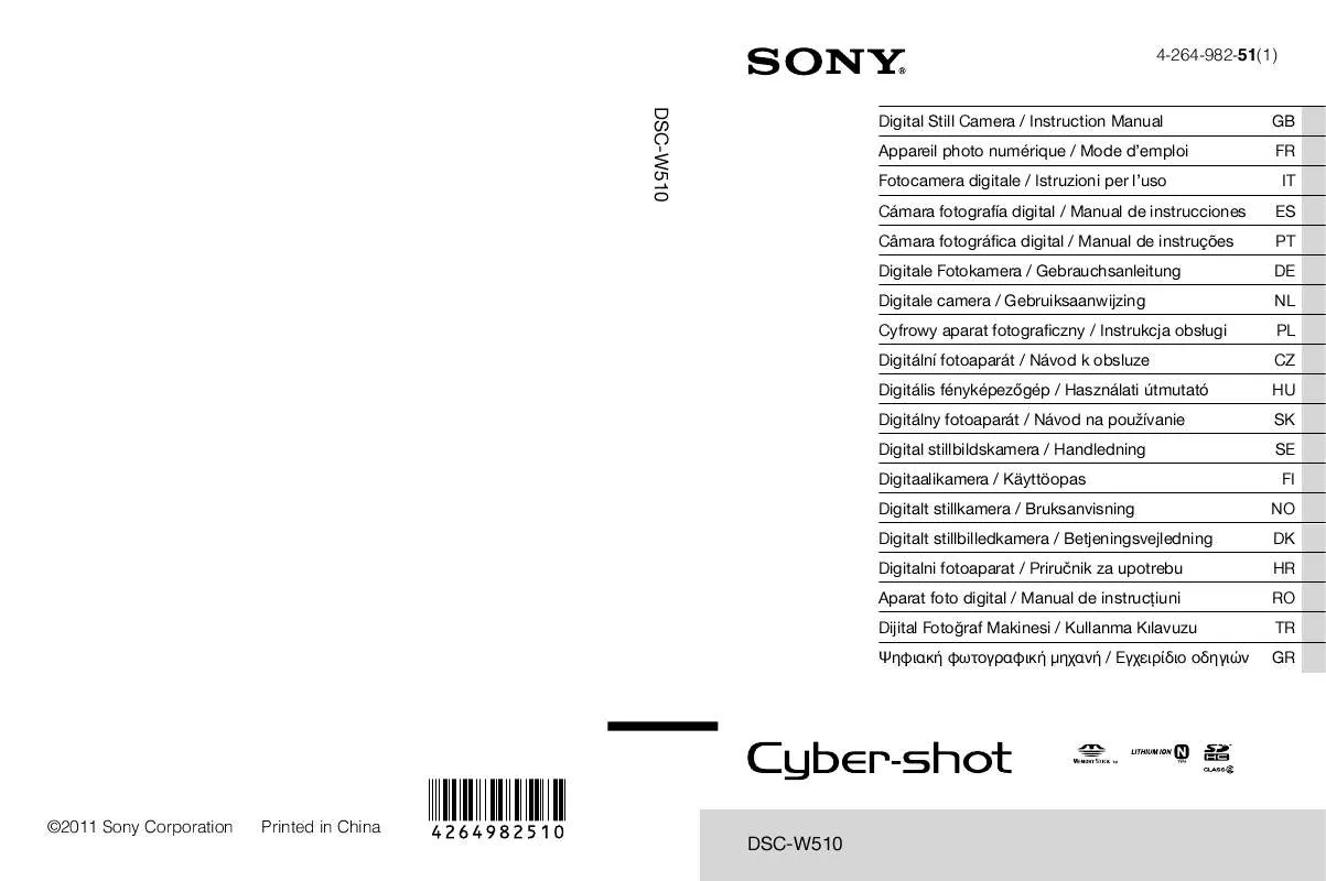 Mode d'emploi SONY CYBERSHOT DSC-W510