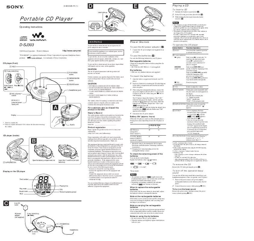 Mode d'emploi SONY DSJ303