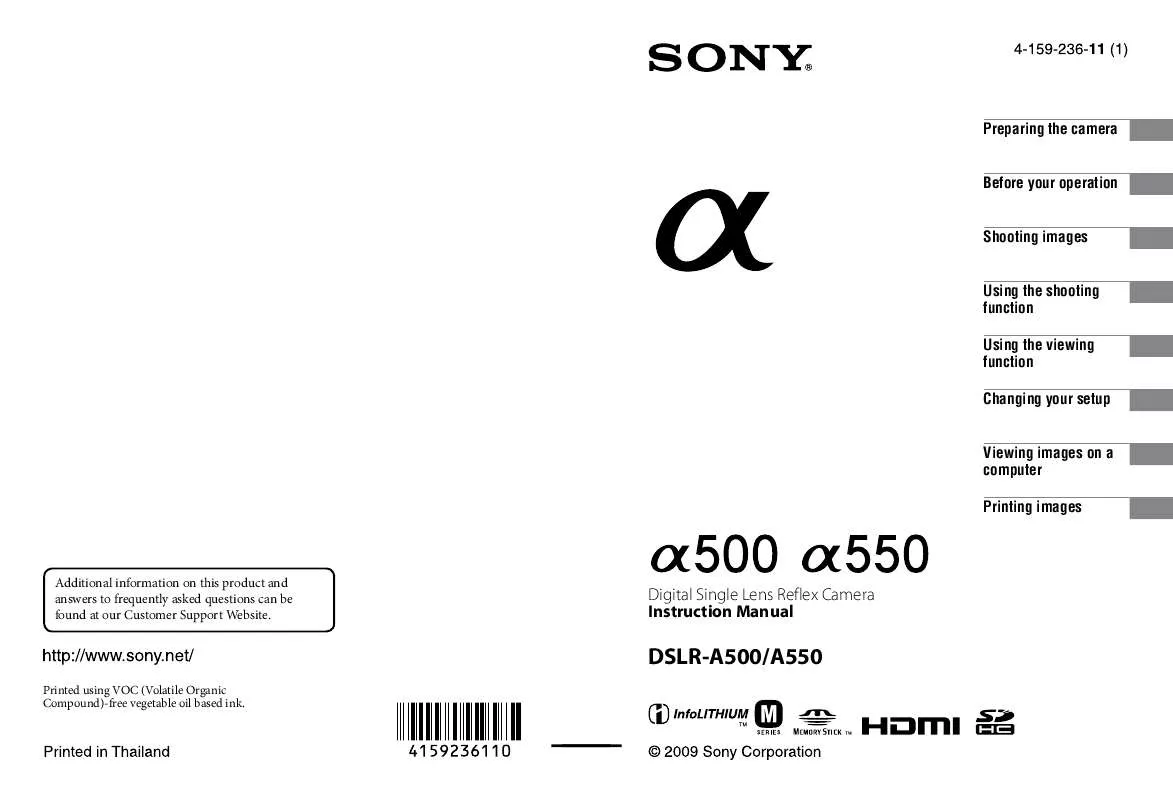 Mode d'emploi SONY DSLR-A500