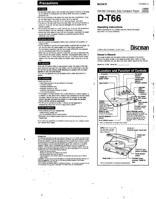 Mode d'emploi SONY DT66