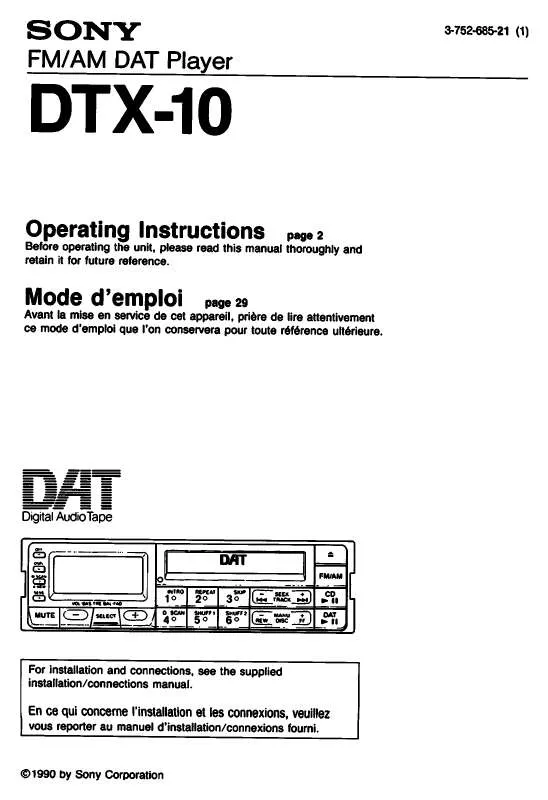 Mode d'emploi SONY DTX10