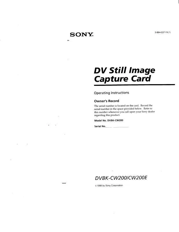 Mode d'emploi SONY DVBK-CW200