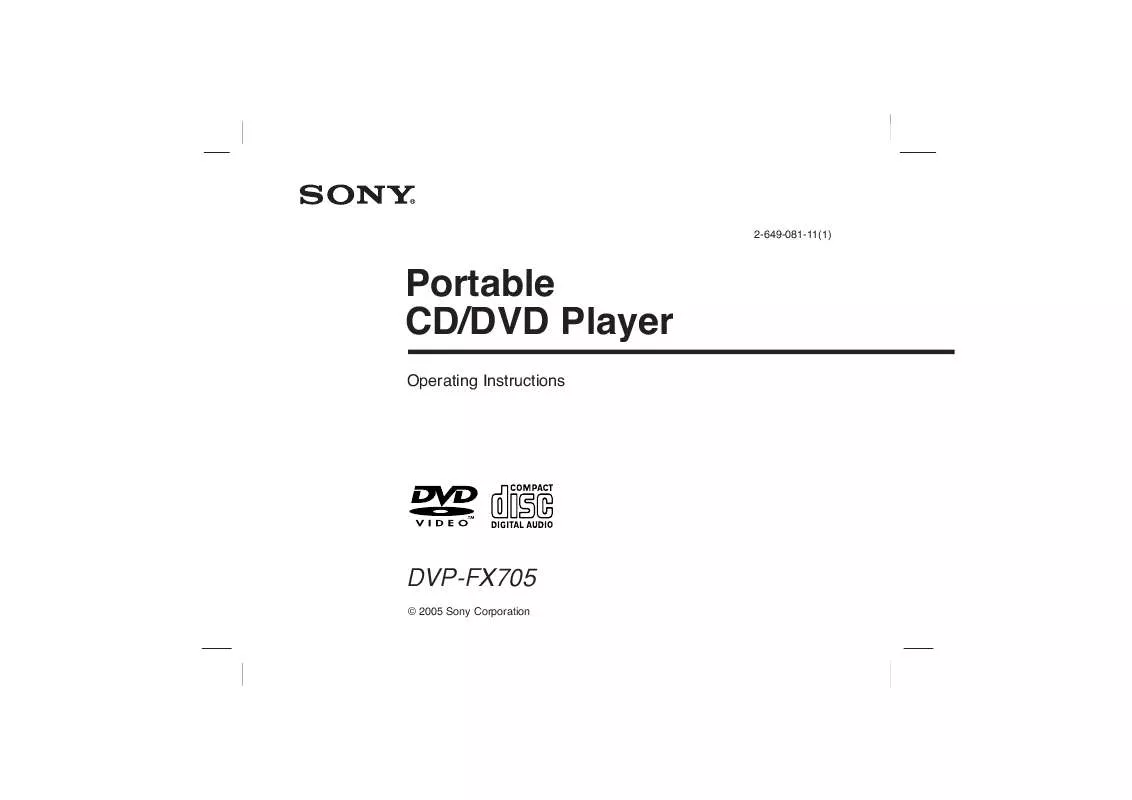 Mode d'emploi SONY DVP-FX705