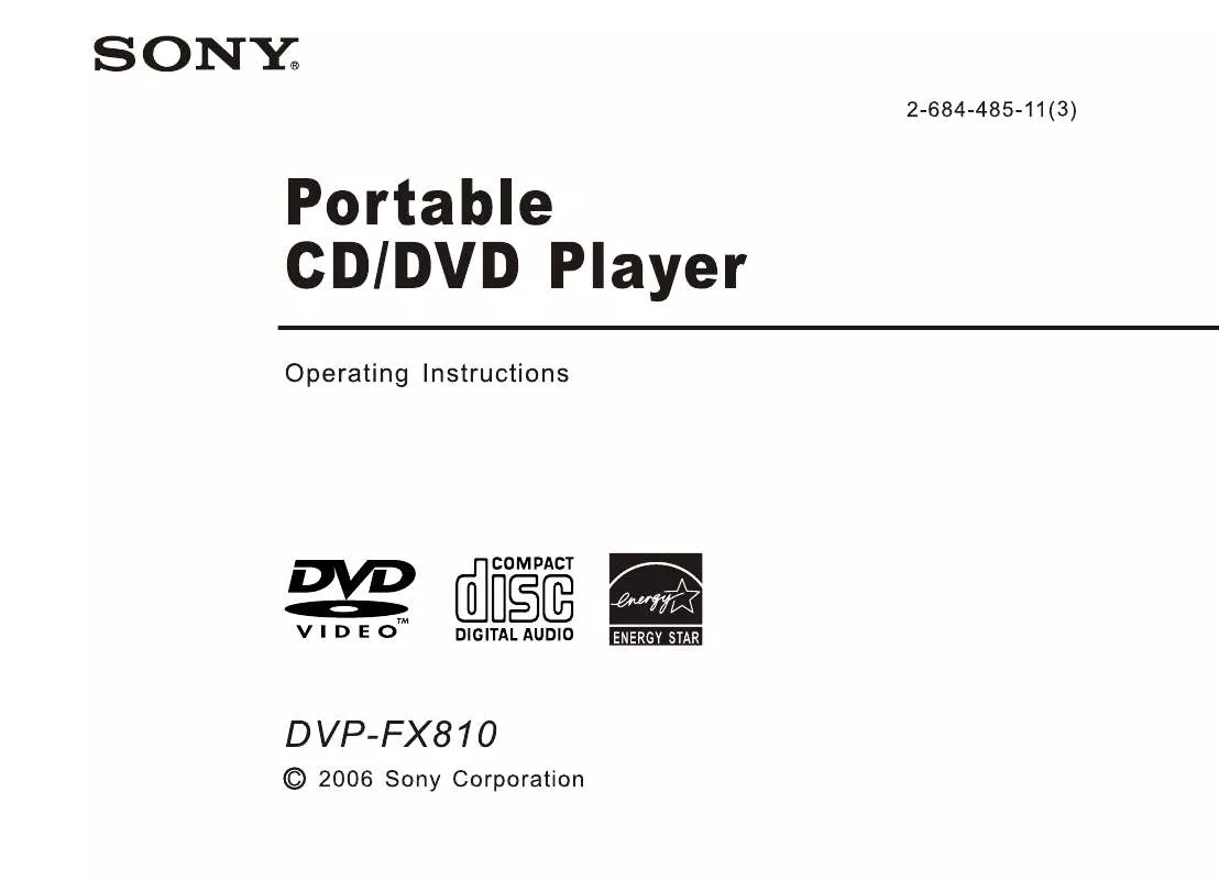 Mode d'emploi SONY DVP-FX810/L