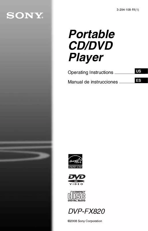 Mode d'emploi SONY DVP-FX820P