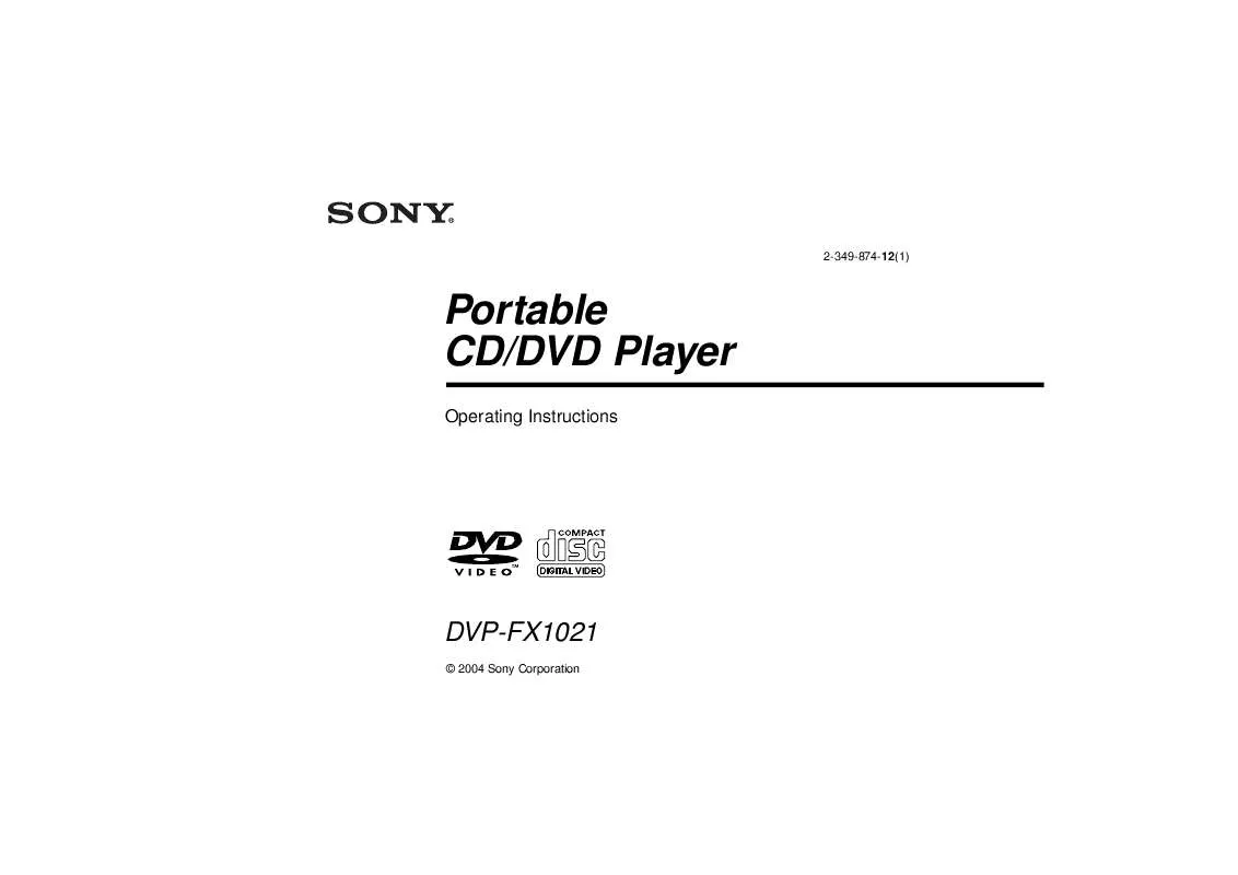 Mode d'emploi SONY DVP-FX1021