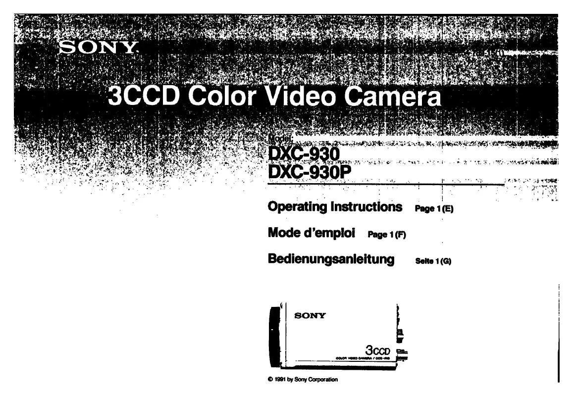 Mode d'emploi SONY DXC930